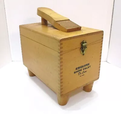 Vintage Wooden Esquire Shoe Valet De Luxe Shoe Shine Box Box Joints • $19.95