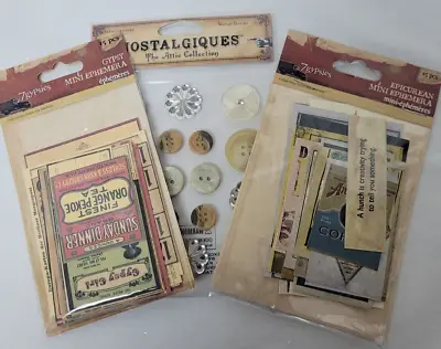 7 Gypsies Ephemera And EK1 Button Stickers Lot Of 3 NIP Scrapbooking Paper Craft • $16.99