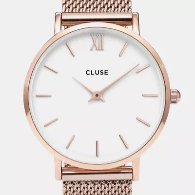 GOOD CONDITION - Cluse Minuit Mesh Rose Gold/White Watch CL716AC07SAA • $50