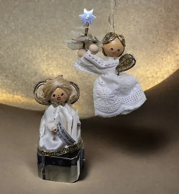 Vintage Resi Prosel West Germany Ornaments Angel Singing And Angel With Tree • $33.99