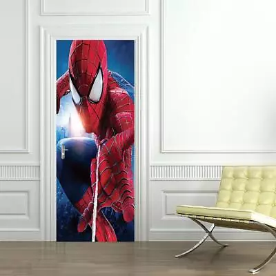 Spider-Man DOOR WRAP Decal Sticker Wall Mural Personalized ANY NAME Marvel D65 • £38.29