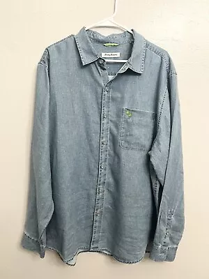 Tommy Bahama 100% Linen Men’s XL Shirt Top Long Sleeve Button Front Blue Resort • $24