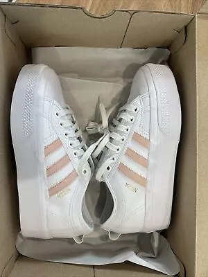 Adidas Nizza Platform Shoes  White Pink Size Us 7 / Uk 6.5 • $99.99