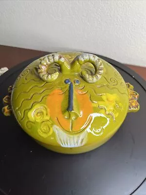 Vintage Pacific Stoneware USA Signed Bennett Welsh Rams Head Covered Dish MCM • $69