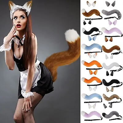 Faux Fur Cat Ear And Wolf Fox Tail Set Adult Claw Glove Kit For Anime Cosplay US • $13.92