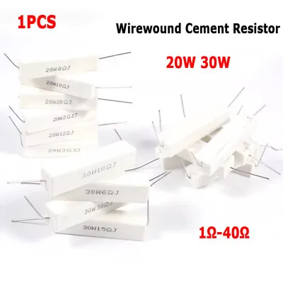 1Pcs Wirewound Cement Resistor 20/30W Ceramic 1Ω-40Ω Ohm Audio Frequency Divider • $1.74