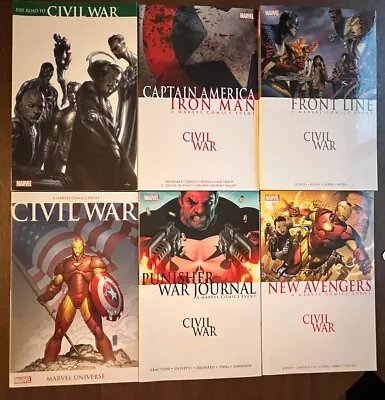 Marvel Civil War TPB Lot 6 Books Road Front Line Avengers Punisher Iron-Man • $35