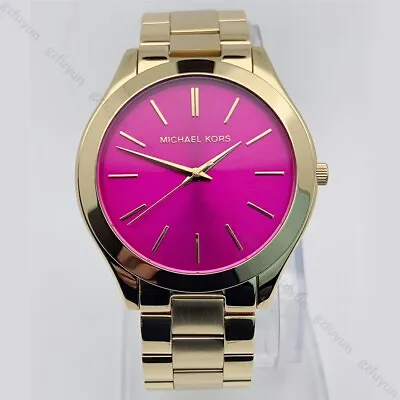 MICHAEL KORS MK3264 Runway Pink Dial Gold Stainless Steel Bracelet Women's Watch • $109