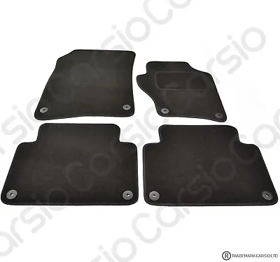 For Audi Q7 2006 - 2015 Tailored Carpet Car Mats In Black 4pc Set With 8 Clips • £13.99