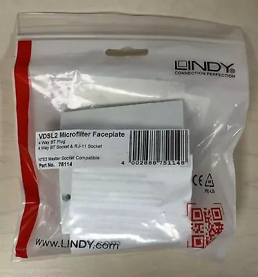 Lindy Connection Perfection VDSL2 Microfilter Faceplate Ref00236 • £17.24