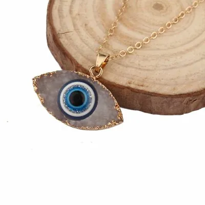 Lucky Gold Plated Blue White Evil Eye Pendant Necklace Men Women Jewelry Gift • $2.86