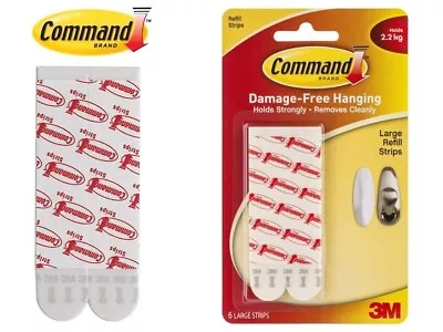 3M Command LARGE Refill Strips For Hooks Holds 2.2kg 17023p • $6.87