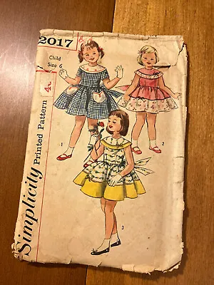 $8 • Buy Vintage Simplicity Sewing Pattern #2017 Child Size 6 Dress