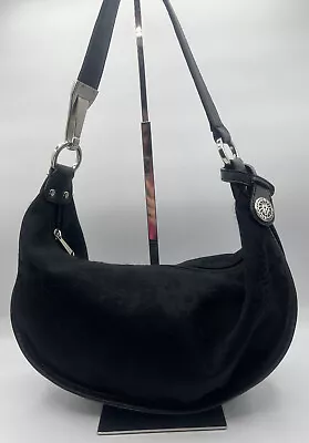 Vintage Anne Klein Black Logo Hobo Shoulder Handbag Purse Bag • $15.99