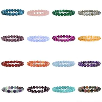 $7.69 • Buy 10mm Fashion Round Gemstone Beads Stretchable Bracelet 7 