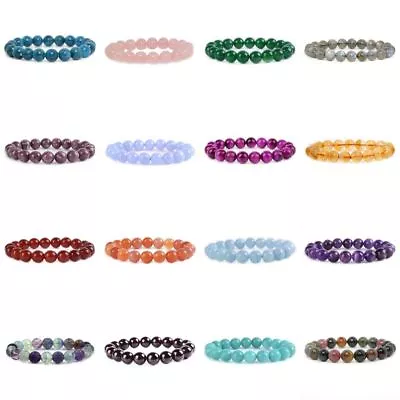 10mm Fashion Round Gemstone Beads Stretchable Bracelet 7  • $7.69