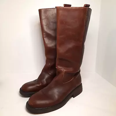 J Crew Boots Womens Size 9 Brown Leather Riding Tall Made In Italy 56770 Knee • $49.97