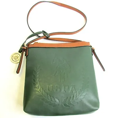 US Polo Assoc Purse Shoulder Bag HORSE LOGO Green Equestrian Faux Leather USPA • $23.09