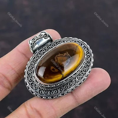 Birthday Gift For Her Natural Marra Mamba Tiger Eye Pendant Vintage 925 Silver • $37.50