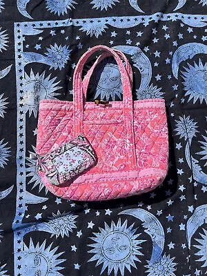 Vera Bradley Hope Toile Tote Purse Bag Pink Floral Retired And Floral Wallet Lot • $22