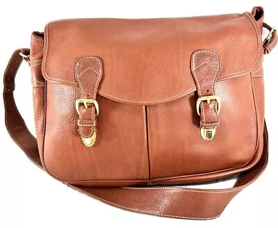 Vintage Authentic Tan Leather Briefcase Messenger Bag • £115.82