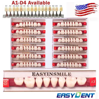 Dental Acrylic Resin False DIY Teeth Denture Upper Lower Full Set Shade A1/A2/A3 • $17.74