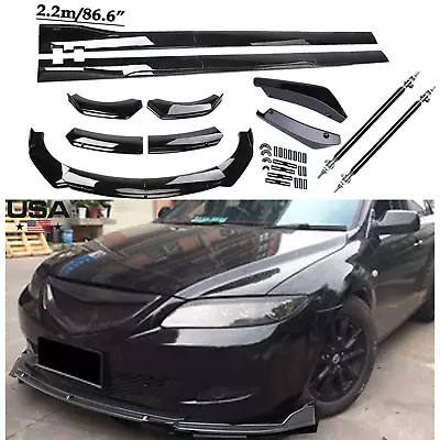 Front Bumper Spoiler Body Kit / Side Skirt/Strut Rods For Mazda 2 3 5 6 CX-3 • $99.99