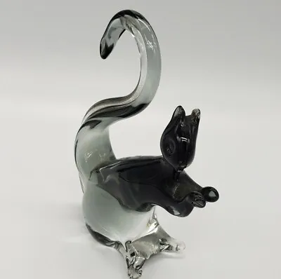 Murano Style Art Glass Smoke Gray Squirrel Figurine Paperweight 5.75  Tall • $15.96