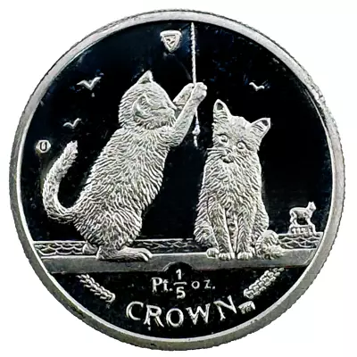 2001 Isle Of Man 1/5th Crown - Somali Kittens Platinum Proof Round • $202