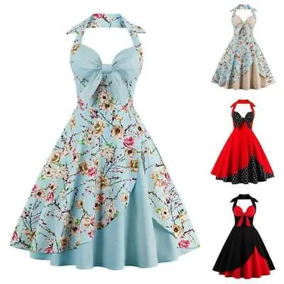$37.97 • Buy Plus Size Women 50s 60s Retro Swing Dress Rockabilly Party Print A-Line Dresses