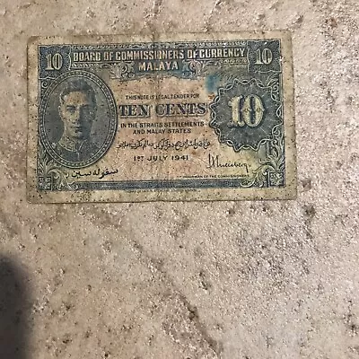 Malaya 10 Cents 1941  July 1 1941 • $65