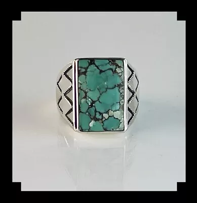 Handcrafter Sterling And Chinese Turquoise Men's Ring Size 14 1/2 • $235