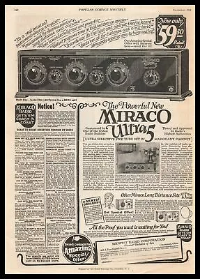 1925 Midwest Radio Corporation Miraco Ultra 5 Tube Set $59.90 Vintage Print Ad • $14.95