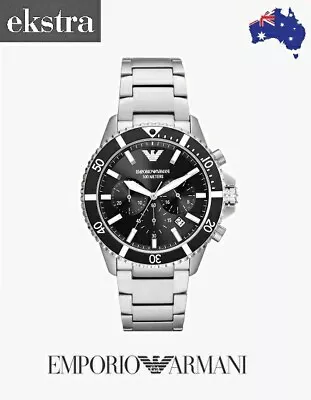 Emporio Armani Mens SPORTS Watch - Ar11360- BLACK On SILVER • $449.90