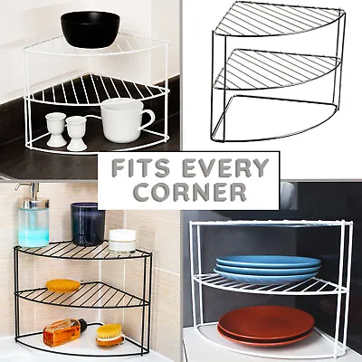 Kitchen Corner 3 Tier Plate Rack Storage Holder Stand Plates Cupboard Organiser • £11.87