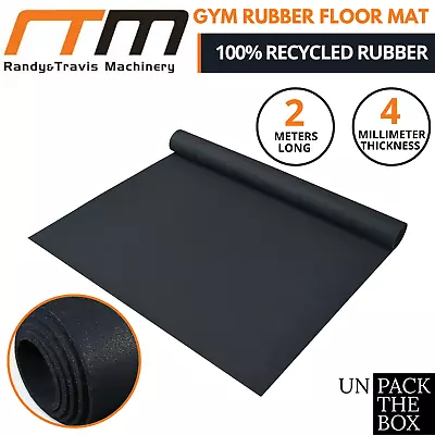$91.01 • Buy 2m Gym Rubber Floor Mat Reduce Treadmill Vibration & Noise Protect Floors Thick