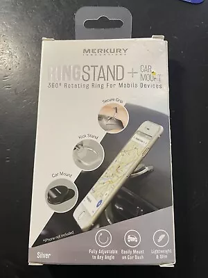 MERKURY INNOVATIONS:  Ringstand + Car Mount  Silver  • $7.50