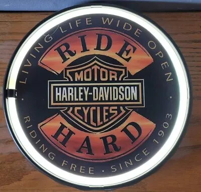 Harley Davidson Motor Cycles Ride Hard Sign Illuminated Led Man Cave Sign. • $40