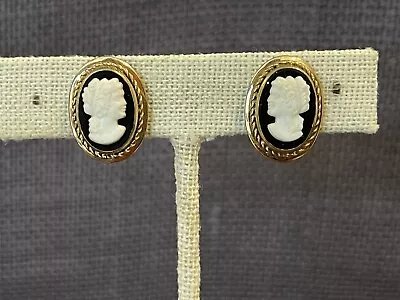 Vintage Van Dell Gold Filled Clip On Cameo Earrings • $24