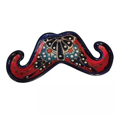 Mexican Talavera Mustache Dish Candy Olives Nuts • $20