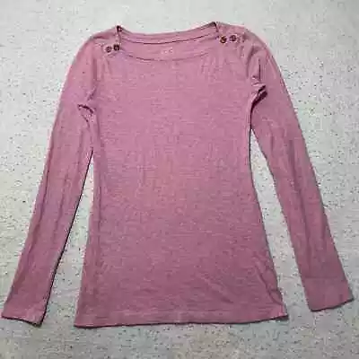 J. Crew Painter Tee Women's XXS Light Pink Long Sleeve T Shirt Button Accent • $17.99