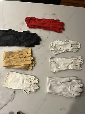 Lot Of Vintage 50s 60s Gloves Size 6 White Brown Dinner Evening Dress • $9.99