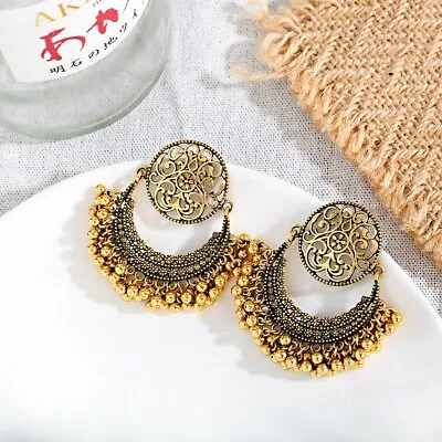 $6.58 • Buy Retro Moon Indian Jewelry Jhumka Earrings Vintage Gypsy Tassel Earring For Women