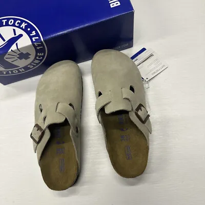 Birkenstock Boston Suede Leather Taupe Clogs Mules US 7 8 9 10 11/New With Box • $108.29