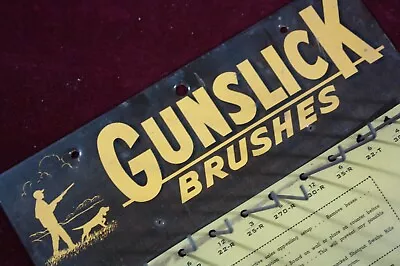 ** Vintage Gunslick Brushes Hunting Advertising Tin Sign Dealer Display Rack ** • $65.50