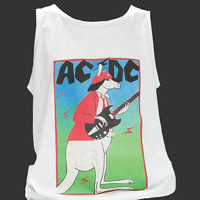 AC DC Metal Rock T-SHIRT Vest Top Unisex White S-2XL • £13.99