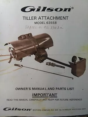 Gilson Montgomery Ward Lawn Garden Tractor Tiller Implement Owner & Parts Manual • $62.99