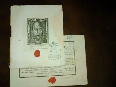 Pope Leo XIII Relic Veronica Veil Shroud Christ Vatican Seal COA 1878 • $425