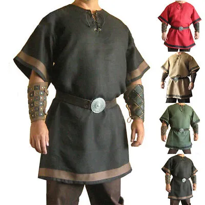 Mens Medieval Knight Tunic Renaissance Mercenary Scottish Costume Warrior Tops◮ • £12.47