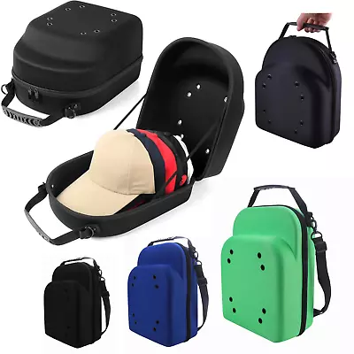 Baseball Cap Carrier Hat Travel Case Box For Hats Caps Fit 6 Hats Black Zipper • $19.99